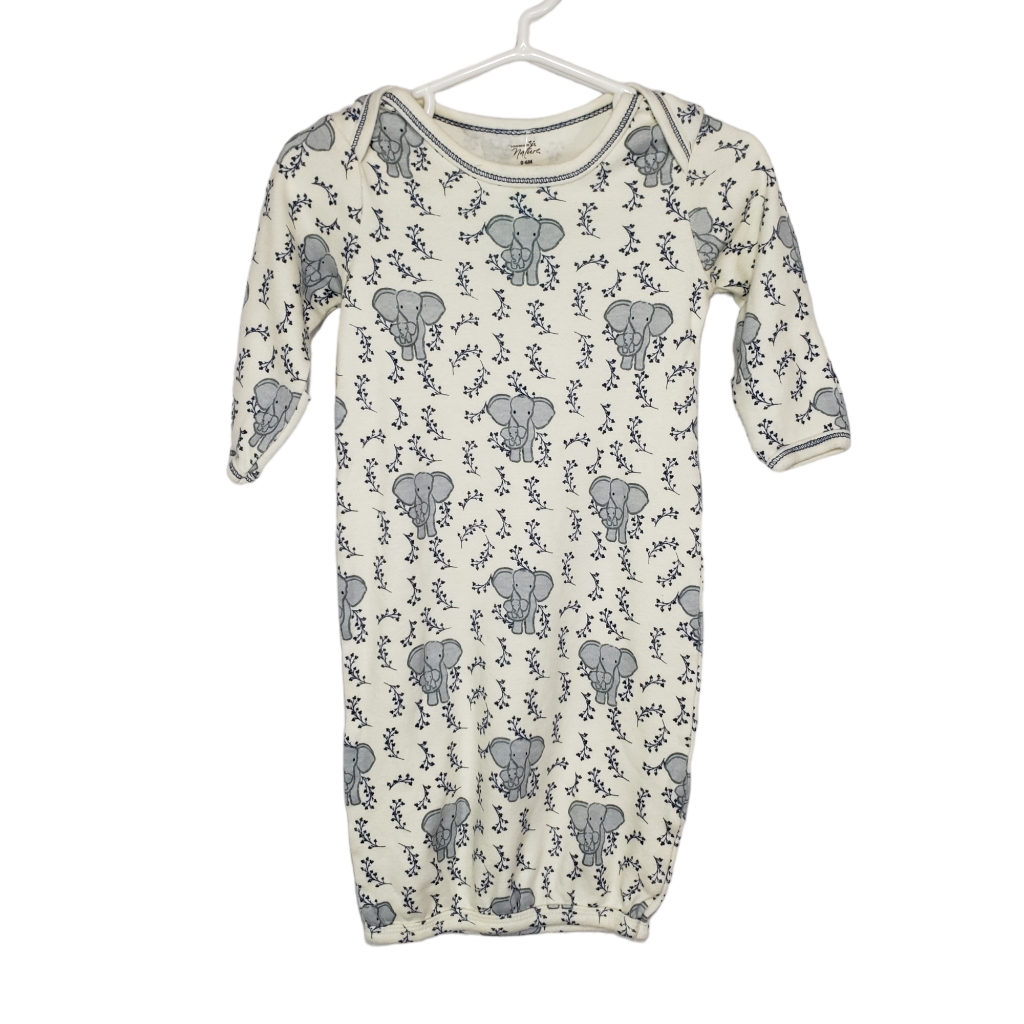 Touched By Nature Ivory Elephant Floral Print Sleep Gown Size 0-6m